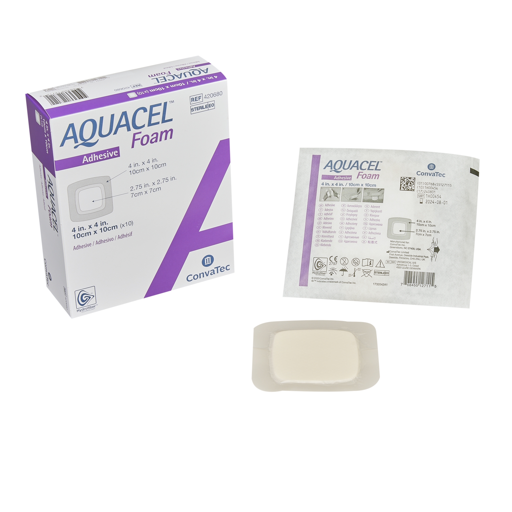 Dressing Foam Aquacel® 4 X 4 Inch With Border Waterproof Film Backing Silicone Adhesive Square Sterile (10/BX 18BX/CS) by ConvaTec/A Squibb Company  ID 420680